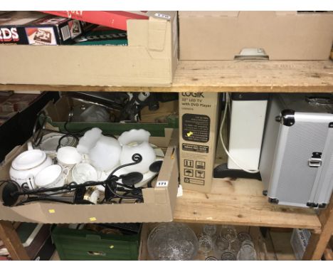 Shelf of assorted including a radiator, Royal Worcester etc