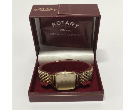 A 9ct gold gentleman's Rotary wrist watch, with rolled gold strap