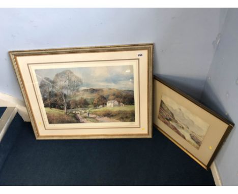 R .J. Kell, watercolour, signed, 'Lingmoor Tarn Langdale Pike', 22 x 31cm and a limited edition print, Clive Madgwick, 'Lakel