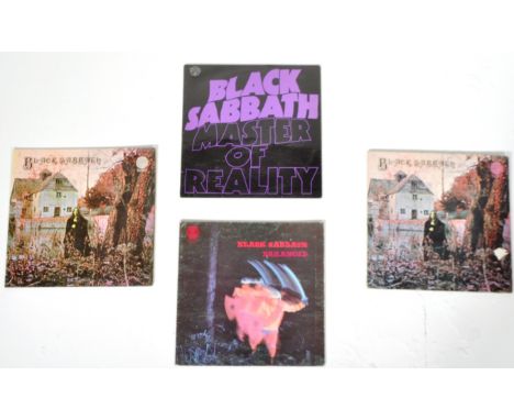 Black Sabbath - Selection of four long play LP vinyl records comprising Paranoid (Vertigo first press 6360011, VG), Black Sab