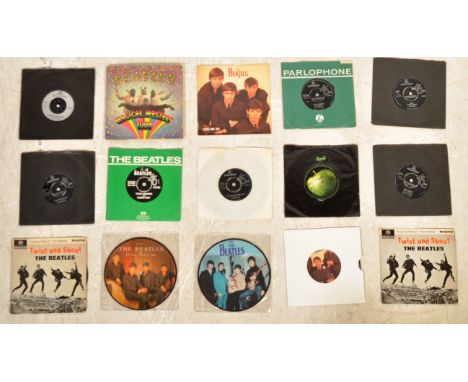 The Beatles - A selection of 45rpm 7" vinyl singles with picture disc and picture sleeve examples to include Love Me Do (P/S)