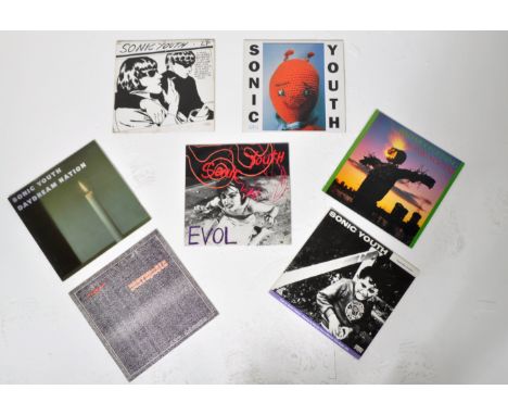 Sonic Youth – A collection of five long play LP vinyl record albums (+2 12” singles) comprising Evol with inner sleeve on Bla