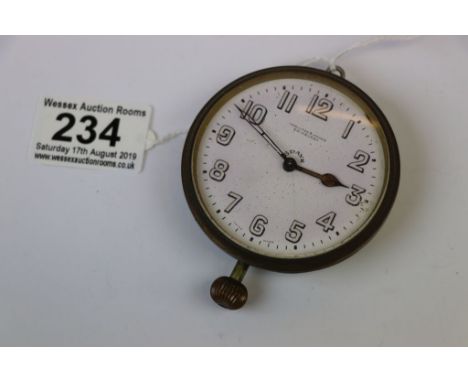 Hamilton &amp; Inches 8 Day Travel clock with Enamel dial and nickel case