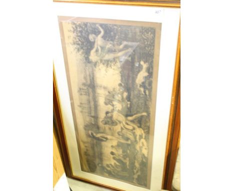 Large Frederick Walker Engraving titled ' The Bathers '
