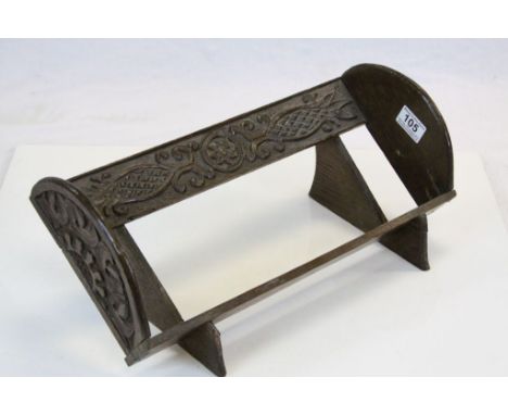 Early 20th century Carved Oak Book Trough, 42cms long 