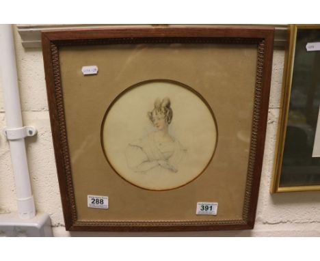 A framed and glazed pencil and water colour portrait by B.R. Green and dated 1832