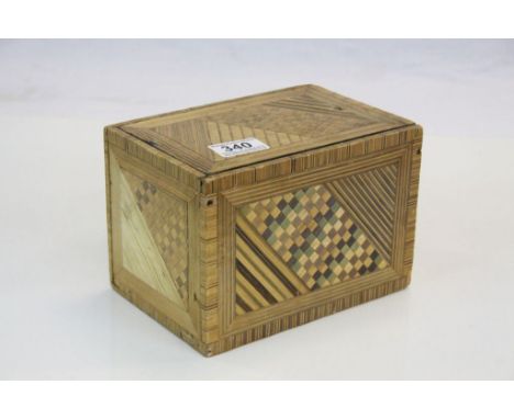 Straw Work Tea Caddy with Sliding Lid