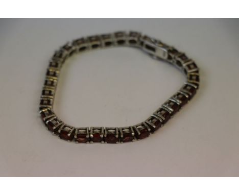 Garnet set 925 Silver Tennis Bracelet