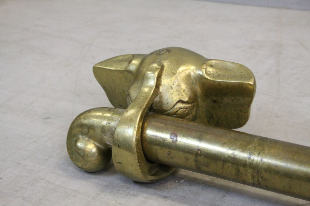 Brass Foot Rest Bar, the Three Brackets in the form of Elephant Heads