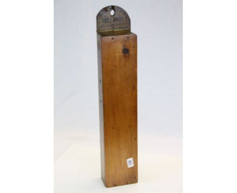 Early 20th century Hanging Wooden Knife Box with label ' The St Pan??? Combination Knife Board and Buff Leather Fork Cleaner 