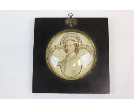 Framed portrait miniature of Oliver Cromwell