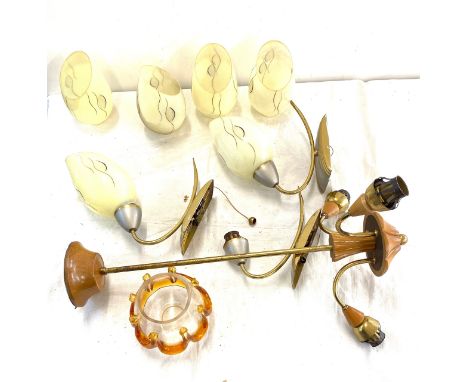 Selection of vintage 60s glass light shades 