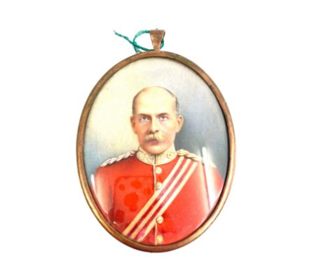 Hand painted portrait miniature of a military officer Staffordshire regiment 
