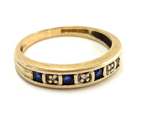 Vintage 9ct gold sapphire and diamond ring, ring size M 