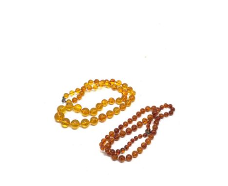 2 X Silver Clasped Amber Necklaces 