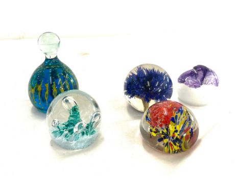 Selection of 5 vintage glass paperweights, including 2 named CUG 