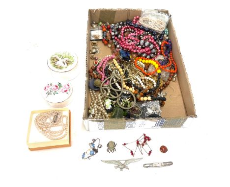 Box of assorted vintage costume jewellery 