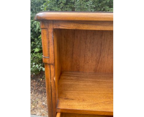 3 drawer 3 shelf figured walnut distressed bookcase measures approx 45 inches tall 35 inches wide 13 inches depth 