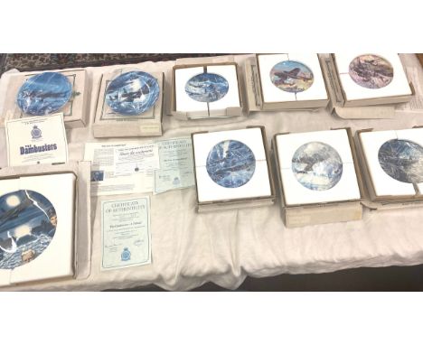 Selection of Royal Worcester Dambusters collectors plates, '50th Anniversary of Dambusters mission - all with certificates, a
