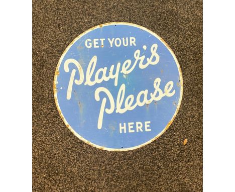 Vintage Get your Players please advertising circular sign, diameter 18 inches 