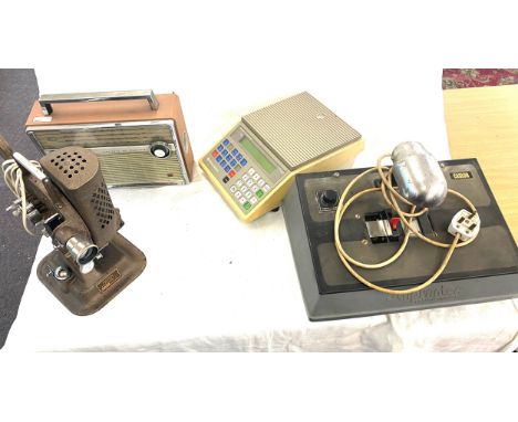 Selection of electrical items includes keystone projector, Sclaes, Radio etc all untested 