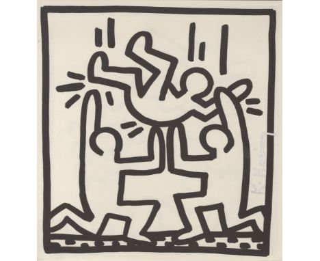 Artist: Keith Haring (American, 1958 - 1990). Title: "One for All". Medium: Lithograph. Date: Composed 1982. Printed 1982. Di