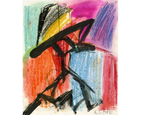 Artist: Franz Josef Kline [d'apres] (American, 1910-1962). Title: "Striding". Medium: Mixed media on paper. Date: Composed c1