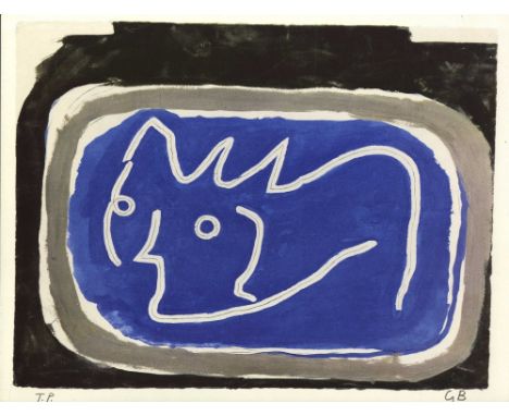 Artist: Georges Braque (French, 1882 - 1963). Title: "Tete". Medium: Original color collotype. Date: Composed 1944-45. Printe