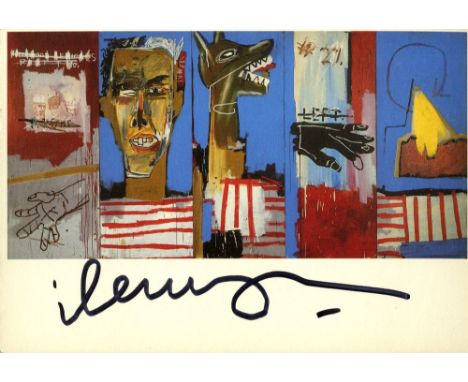 Artist: Jean-Michel Basquiat (American, 1960-1988). Title: "Dog Bite [postcard edition]". Medium: Color offset lithograph. Da