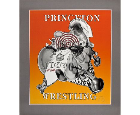 Artist: Frank Stella (American, b.1936). Title: "Princeton Wrestling". Medium: Color offset lithograph . Date: Composed 1997.