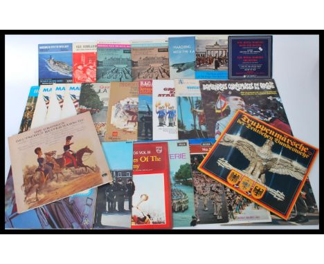 A collection of vintage 20th Century vinyl long play LP albums of Military marching bands to include several French Legion al