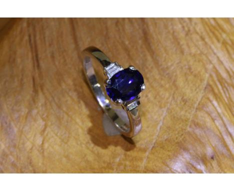 18 carat gold, sapphire and diamond ring, size K