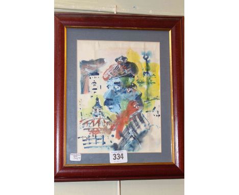 Antoni Sulek, contemporary portrait watercolour, 20cm x 15cm, in glazed frame