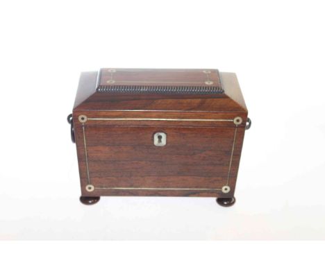 19th Century mother of pearl inlaid rosewood tea caddy