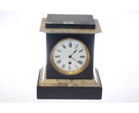 Victorian slate and marble mantel clock
