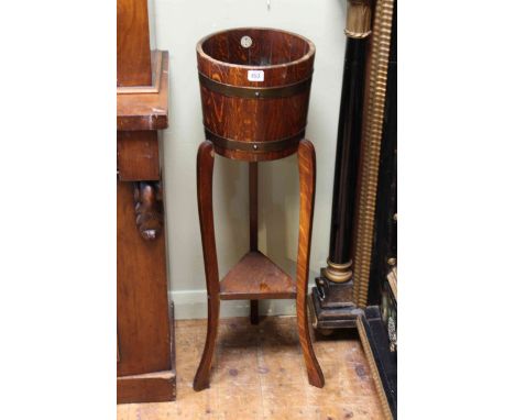 Oak brass bound planter by R A Lister & Co