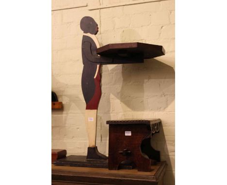 Vintage hand sewing machine, carved oak stool and novelty dumb waiter (3)