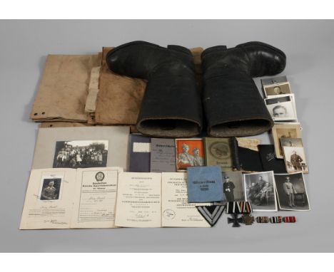 Nachlass 1. und 2. WeltkriegOrdensspange mit Eisernem Kreuz 2. Klasse 1914 und Frontkämpferehrenkreuz, drei Feldspangen, Tüte