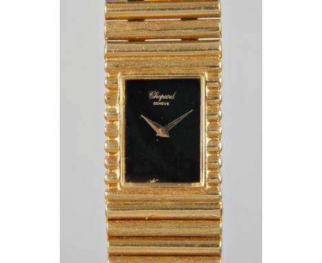 Damenarmbanduhr ChopardSchweiz, 1990er Jahre, Gehäuse und Armband in massivem Gelbgold, gestempelt 750, mechanisches Werk mit