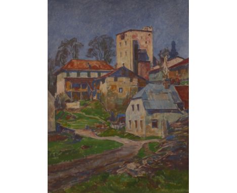 Prof. Ernst Liebermann, "Aus Tittmoning"sommerliche Ansicht der oberbayerischen Stadt im Landkreis Traunstein mit dem zentral