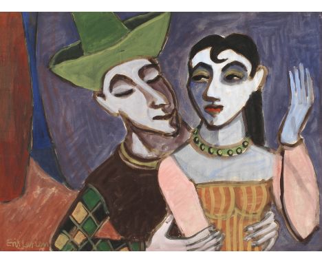 Erik Larsen, Harlekin und Colombinaanrührende Szene der Commedia dell’arte, in welcher der fröhliche Harlekin [auch Arlecchin