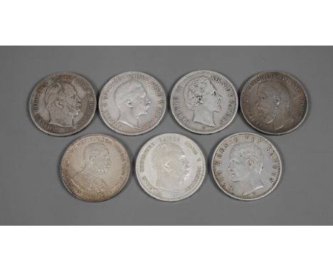 Konvolut Silbermünzen Kaiserreich5 Mark Bayern, Ludwig II. 1876 D, ss; 5 Mark Bayern, Otto 1898 D, ss; 5 Mark Preußen, Wilhel