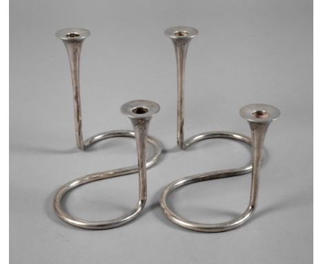 Silber Paar Designleuchter Dänemark2. Hälfte 20. Jh., gestempelt Anton Michelsen Copenhagen, Sterling Denmark, EJ für Egil Je