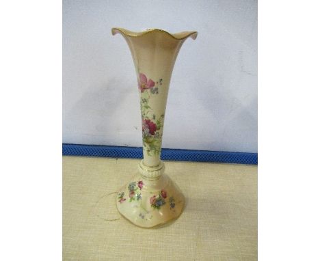 A Royal Worcester blush ivory specimen vase, decorated with flowers, shape G993, height 11.5ins