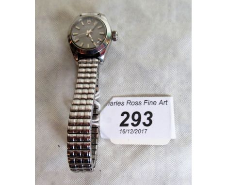 Rolex Tudor Oyster Princess: a lady's stainless steel wristwatch, the gun metal coloured dial with baton numerals and sweep s