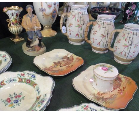 A Royal Doulton figure, 'The Seafarer' HN2458, together with two Royal Doulton Seriesware plates, a Royal Worcester covered p