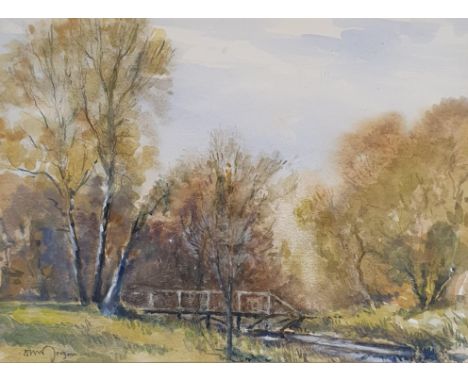 D N Morgan, landscape, watercolour, signed, 29 x 47 cm, a landscape with a bridge, 26 x 36 cm, and a landscape 26 x 40 cm (3)