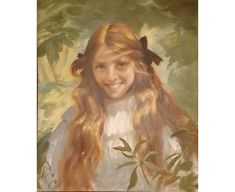 A portrait of a girl, initialled R C C, oil on canvas, 60 x 48 cm 