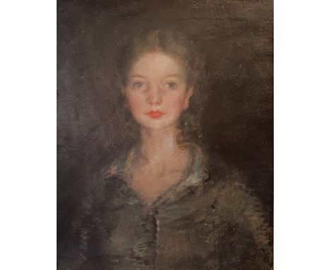 Early 20th century, English school, portrait of a young woman, oil on canvas board, 60 x 48 cmSlight crackling possible repai