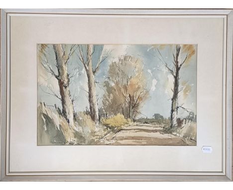 Edward Wesson (British 1910-1983), A country lane, watercolour, signed, 31 x 49 cmProvenance:  Purchased directly from the ar